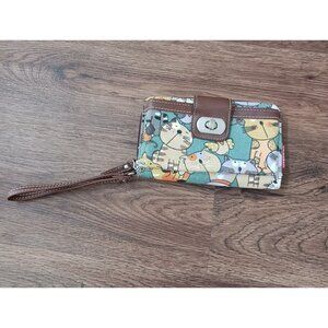 UnionBay Kitty Cat Faces Wristlet Wallet Front Pocket Zipper 7" x 4"